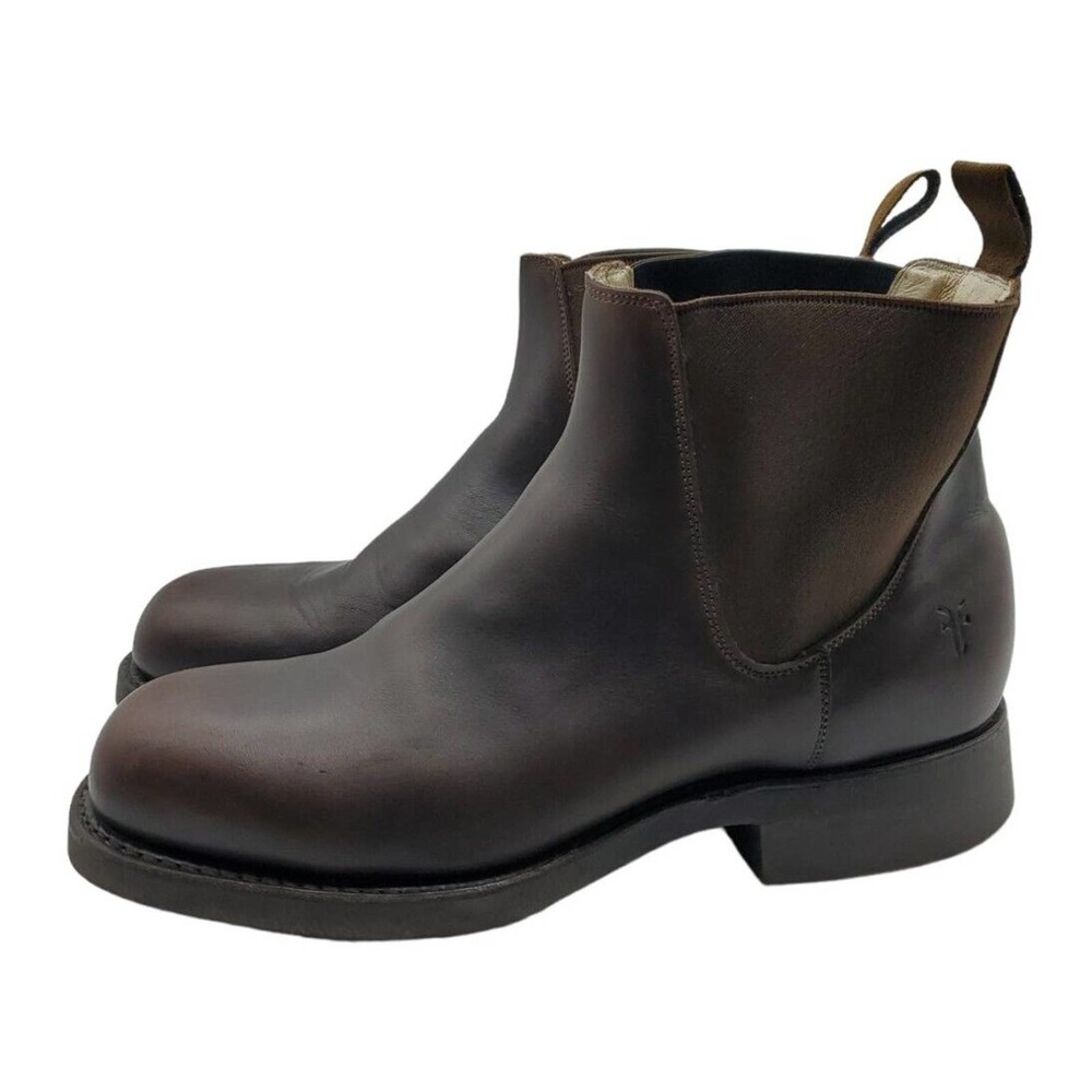 Frye Men's Sz 10.5 Chelsea Ankle Boot Dark Brown Leather Slip On Chunky 87700